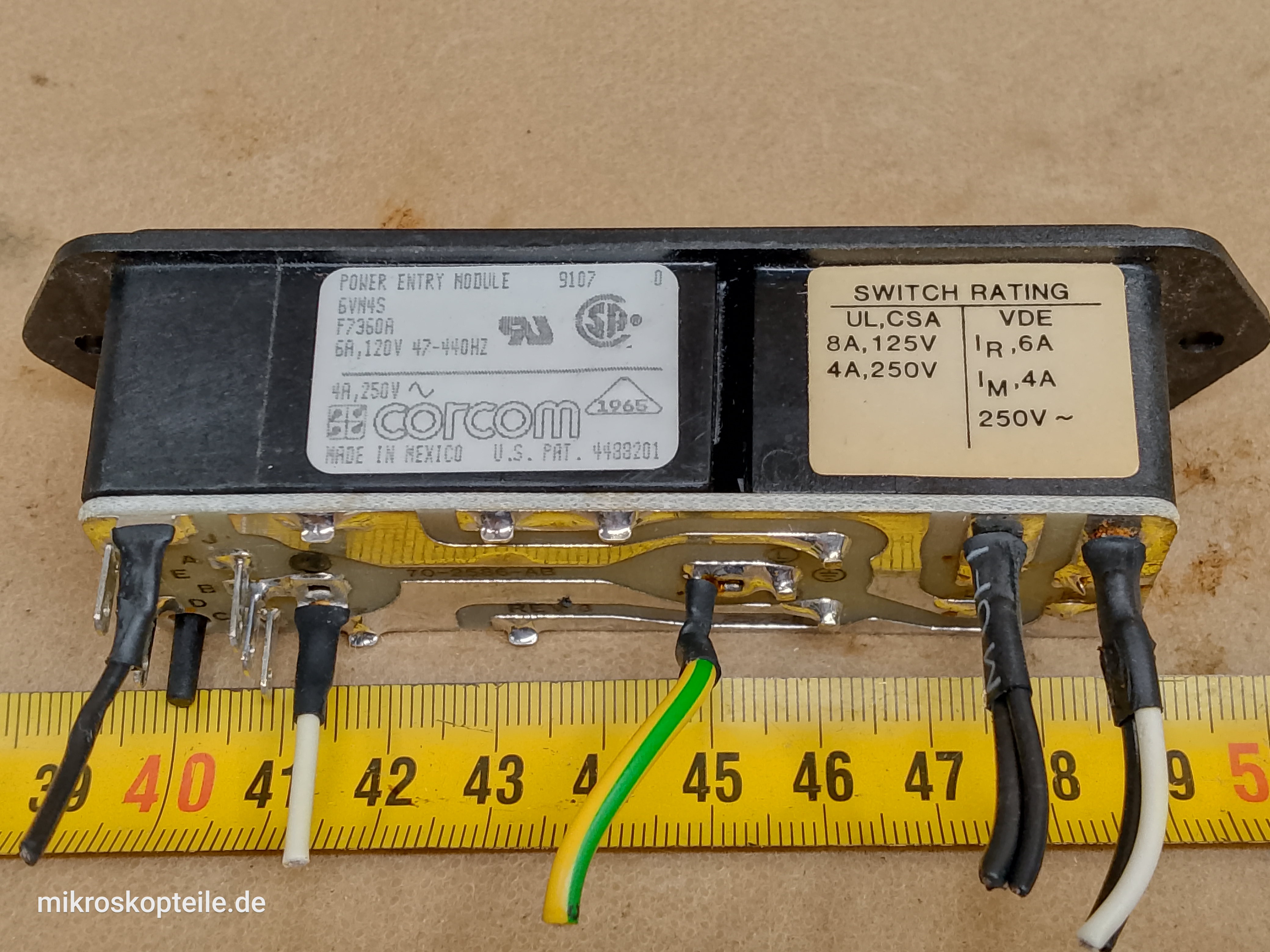 Zeiss 451749 - Corcom 6VM4S Netzeingang mit Spannungswahl und Sicherungen für das Axiovert Bedienpult - Ansicht #4