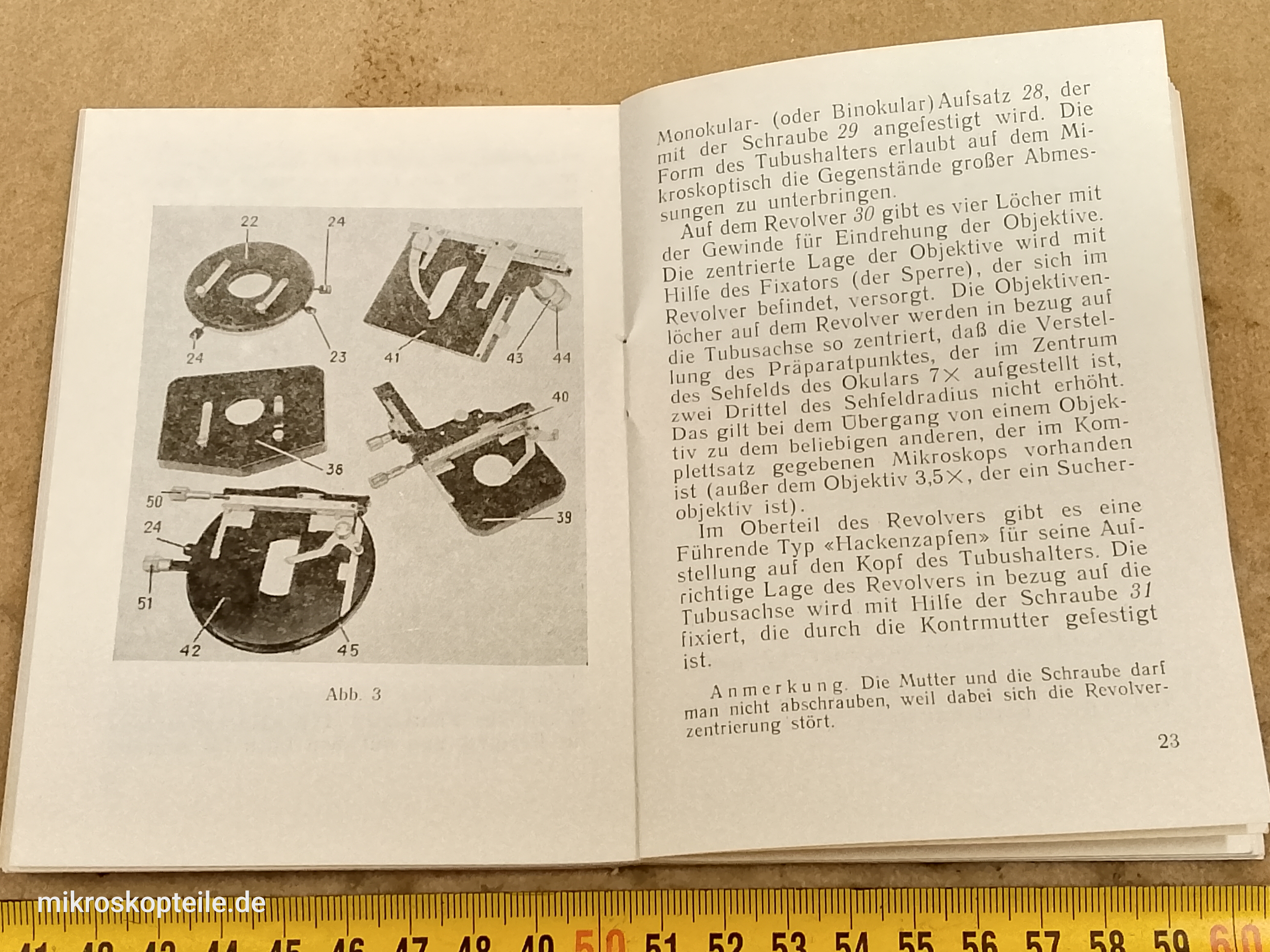 LOMO Biolam German-language microscope manual 1977