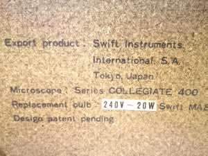 SWIFT (Japan) Collegiate 400 microscope - view no. 9